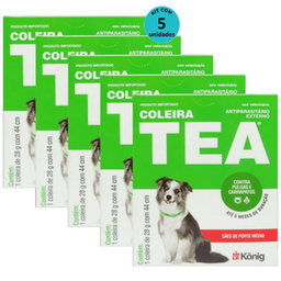 Imagem do produto Kit Coleira Contra Pulgas E Carrapatos Tea 327 Cães De Porte Médio König 28G C/ 44Cm C/ 5 Unidades
