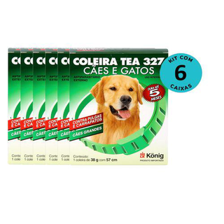 Kit Coleira Contra Pulgas E Carrapatos Tea 327 Cães Grandes König 38G C/ 57Cm C/ 6 Unidades