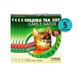 Imagem do produto Kit Coleira Tea 327 Gatos König 13G Com 33Cm 5 Unidades