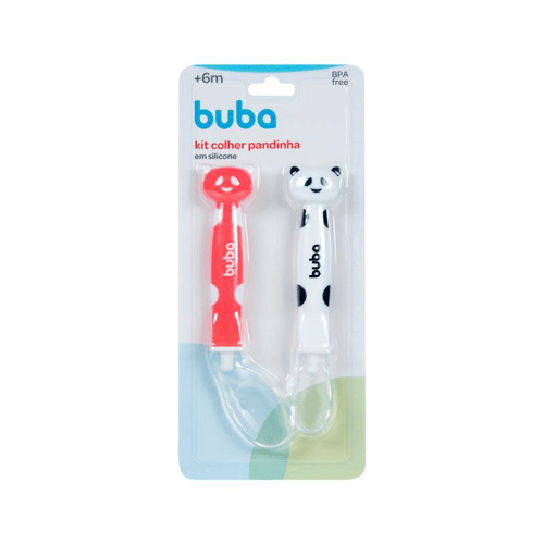 Kit Colher Em Silicone Pandinha Rosa 08233 Buba