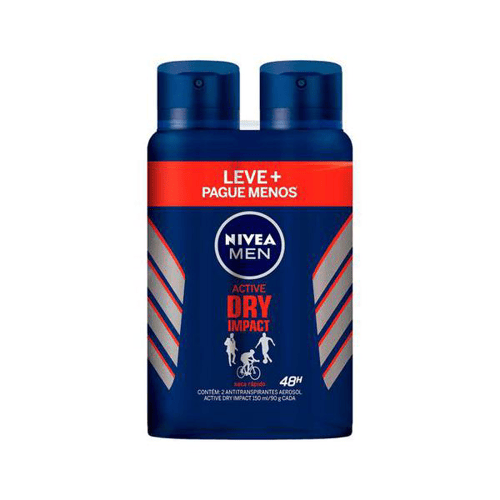 Kit Com 2 Desodorantes Nivea Man Dry Impact Plus Aerossol 91 G Com 50% De Desconto Na 2Unidade