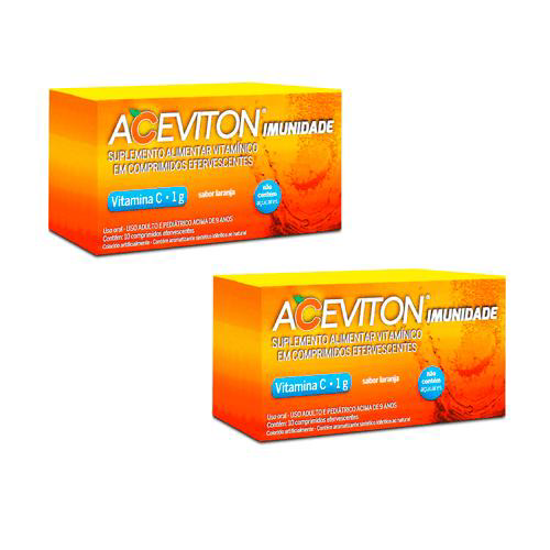 Kit Com 2 Suplemento Vitamina C 1G Aceviton Imunidade Com 10 Comprimidos Efervescentes Cimed