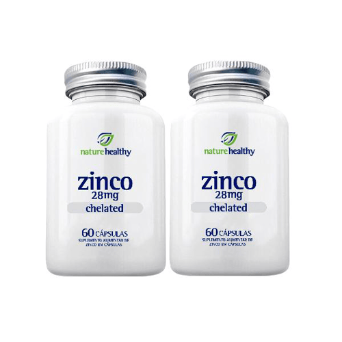 Imagem do produto Kit Com 2 Zinco 28Mg Quelato 400% Idr C/ 60 Cáps. Nature Healthy