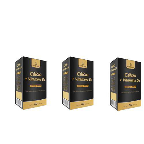 Imagem do produto Kit Com 3 Cálcio + Vitamina D3 Com 60 Cápsulas Gold Lab
