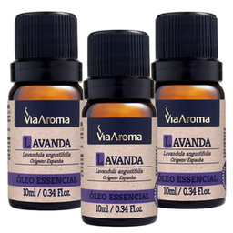 Kit Com 3 Óleos Essenciais De Lavanda Via Aroma 10 Ml