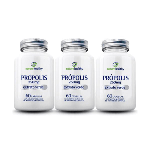 Imagem do produto Kit Com 3 Própolis 250Mg Extrato Verde Com 60 Cáps. Nature Healthy