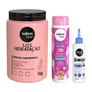 Imagem do produto Kit Com Condicionador Sos Cachos + Tônico Fortalecedor + Máscara Hidratação Turbinada Salon Line