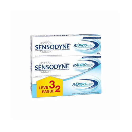 Kit Creme Dental Sensodyne Rápido Alívio 50G Leve 3 Pague 2