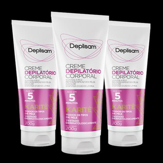 Kit Creme Depilatório Corporal Depilsam Karité 200G Com 3 Unidades