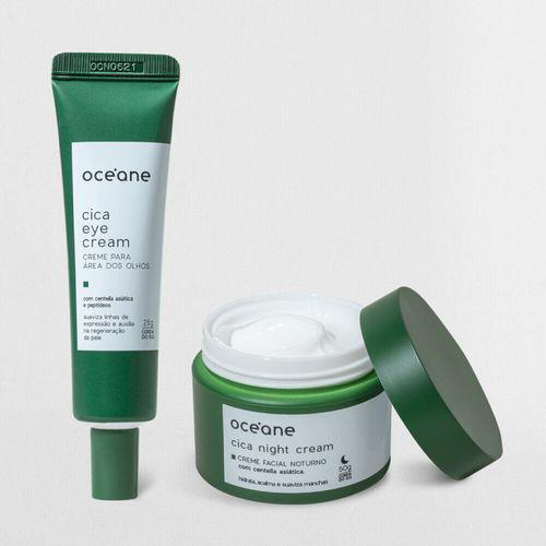 Kit Creme Hidratante Facial Noturno + Creme Para Área Dos Olhos Cica 2 Produtos