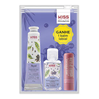 Imagem do produto Kit Creme Para Mãos Kiss New York Açaí 30G + Alcool Gel Açaí 26G + Balm Labial