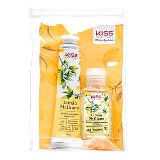 Kit Creme Para Mãos Kiss New York Limão Siciliano 30G + Alcool Gel Limão Siciliano 26G