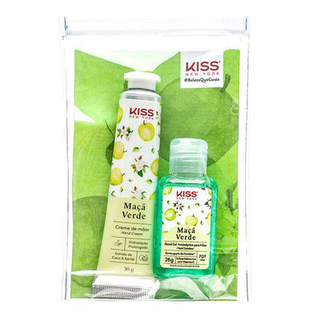 Kit Creme Para Mãos Kiss New York Maçã Verde 30G + Alcool Gel Maçã Verde 26G