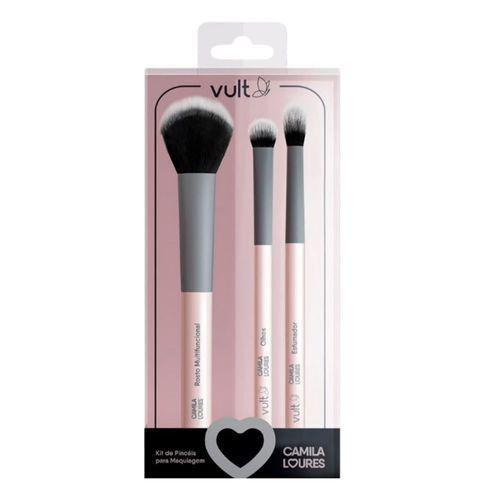 Kit De Pincéis Para Maquiagem Camila Loures Vult 3 Unidades