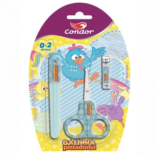 Imagem do produto Kit De Unha Infantil Condor Galinha Pintadinha Tesoura, Cortador E Lixa Cores Sortidas