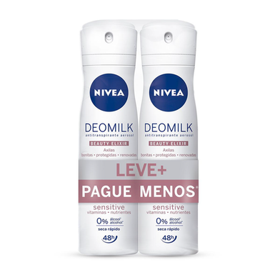 Imagem do produto Kit Desodorante Aerosol Nivea Deomilk Beauty Elixir Sensitive 2 Unidades