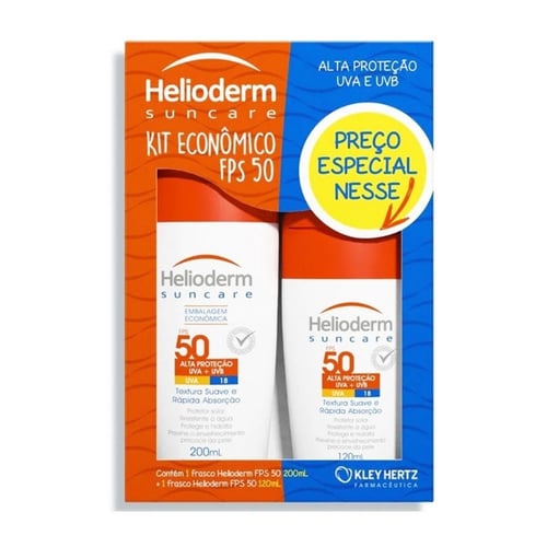 Kit Protetor Solar Corporal Helioderm Suncare FPS50 200Ml + 120Ml