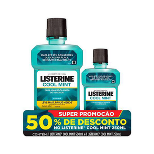 Imagem do produto Kit Enxaguante Bucal Listerine Cool Mint 500Ml+250Ml