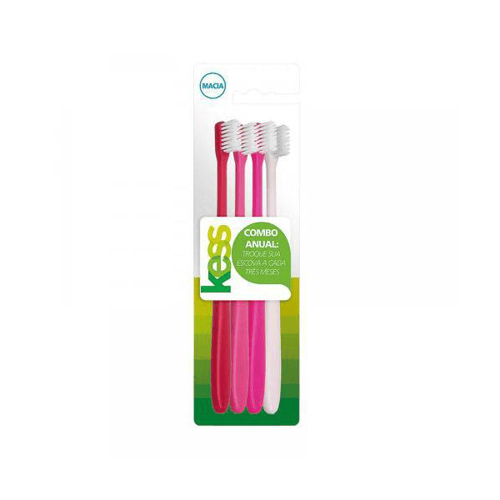 Imagem do produto Kit Escova Dental Kess Combo Anual Macia Cores Sortidas 4 Unidades