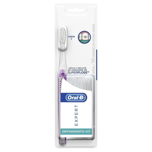 Kit Escova Dental Oralb Expert Ortodôntica + Fio Dental Superfloss 1 Unidade