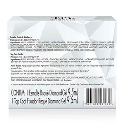 Imagem do produto Kit Esmalte Risqué Diamond Gel Calda De Blueberry + Top Coat Fixador 1 Unidade