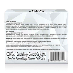 Imagem do produto Kit Esmalte Risqué Diamond Gel Noz Moscada + Top Coat Fixador 1 Unidade