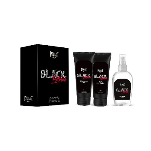 Kit Everlast Black Extreme Body Splash 100Ml + Gel Pós Barba 100G + Shampoo 3 Em 1 100Ml