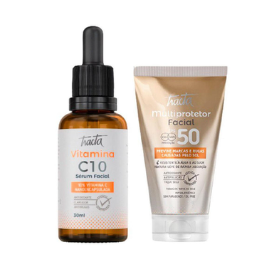 Imagem do produto Kit Facial Tracta Sérum Vitamina C10 30Ml E Protetor Solar Multiprotetor Facial Fps50 50G Com Nécessaire Tracta