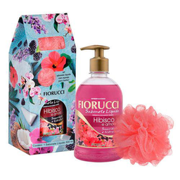 Kit Fiorucci Unique Sabonete Líquido Hibisco E Amora 500Ml + Esponja Sortida