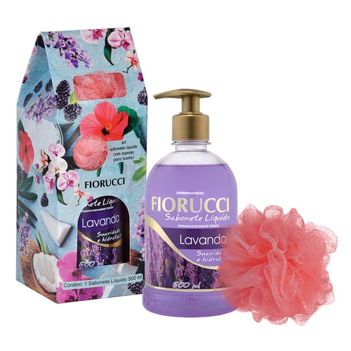 Imagem do produto Kit Fiorucci Unique Sabonete Líquido Lavanda 500Ml + Esponja Sortida