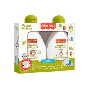 Kit Fisher Price Vegano & Natural Shampoo Bebê 400Ml + Sabonete Liquido Cabeça Aos Pés 400Ml