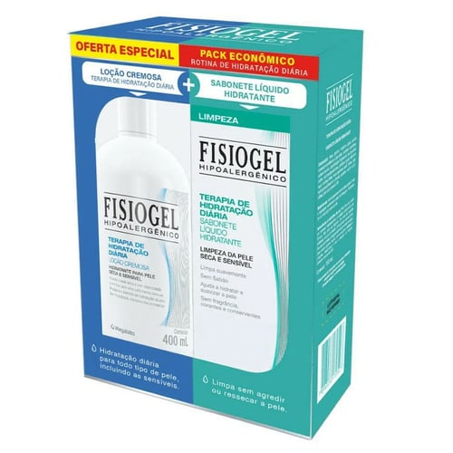 Kit Fisiogel Terapia De Hidratação Diária Loção Cremosa Com 400Ml + Sabonete Líquido 150Ml 1 Unidade