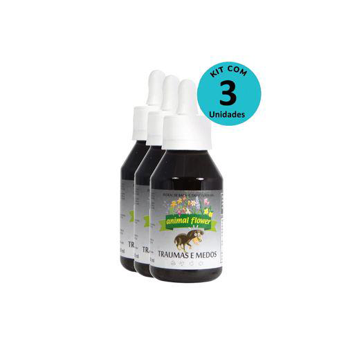Kit Floral Traumas E Medos 100Ml Gotas Animal Flower Com 3 Unidades