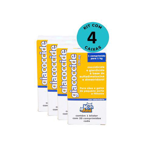 Imagem do produto Kit Giacoccide Mon Ami 170Mg C/ 20 Comprimidos C/ 4 Unidades