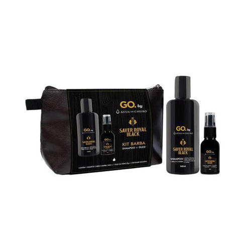 Kit Go Man Saver Royal Shampoo Cabelo E Barba 140Ml + Óleo 75G + Necessaire Água De Cheiro