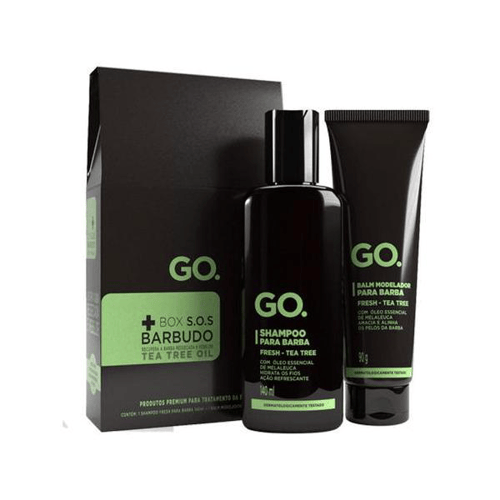 Kit Go. Sos Barbudos Tea Tree Shampoo De Barba + Balm De Barba