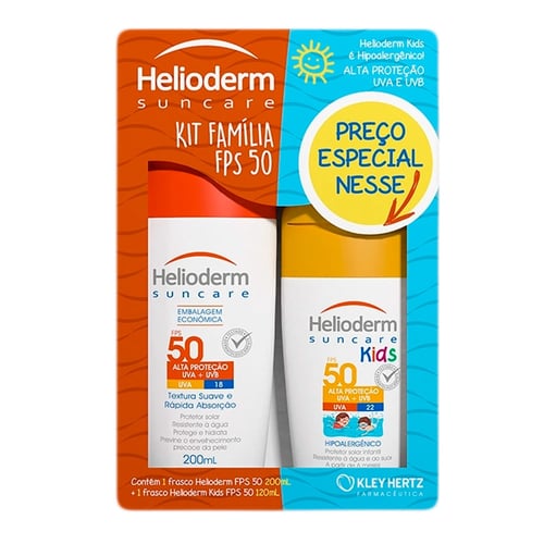 Kit Helioiderm Suncare Protetor Fps50 200Ml + Solar Kids 120Ml Kleyhertz