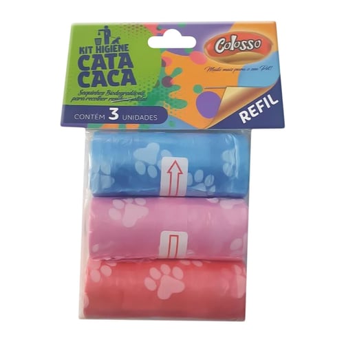 Kit Higiene Cata Caca Colosso Com 1 Porta Saquinhos + 1 Refil