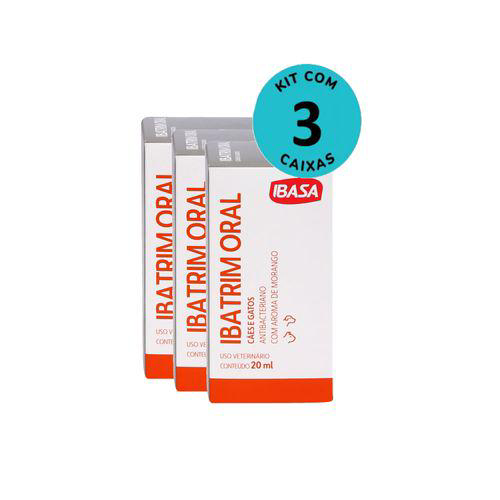 Kit Ibatrim Oral Cães E Gatos Ibasa 20Ml 3 Unidades