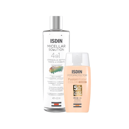 Imagem do produto Kit Isdin Água Micelar Facial De Limpeza E Protetor Solar Facial Com Cor Fps 50 Clara