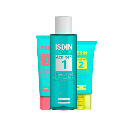 Imagem do produto Kit Isdin Oily Skin Acniben Gel De Limpeza E Gel Creme E Gel Facial Secativo Para Espinhas 13,8G