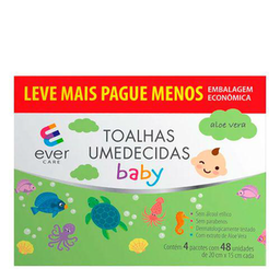 Imagem do produto Kit Lenço Umedecido Ever Care Baby Aloe Vera 48 Unidades