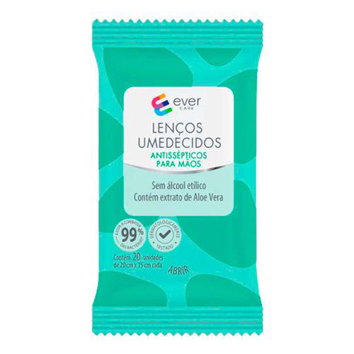 Imagem do produto Kit Lenços Umedecidos Antissépticos Para Mãos Ever Care 20 Unidades 10 Pacotes