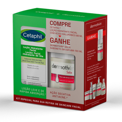 Imagem do produto Kit Loção Hidratante Facial Cetaphil 88Ml + Sabonete Em Espuma Dermotivin Salix 130Ml 88Ml + 130Ml