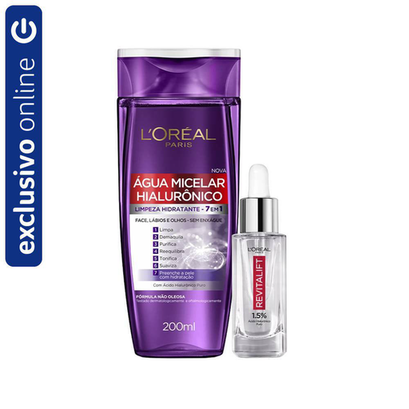 Imagem do produto Kit Loreal Paris Hialuronico Serum Preenchedor Antiidade 30Ml + Agua Micelar Hialuronico 200Ml