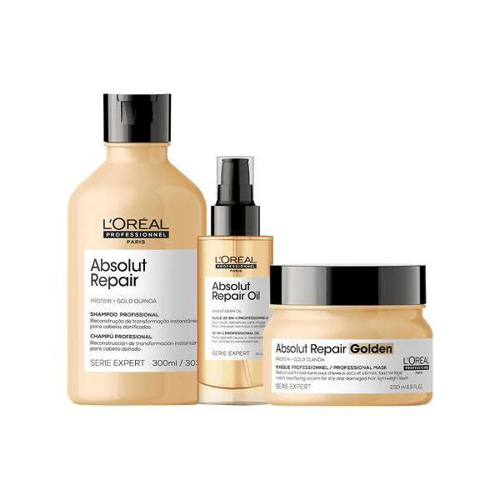 Imagem do produto Kit L'oréal Professionnel Serie Expert Absolut Repair Gold Quinoa Shampoo E Máscara Golden E Óleo Loreal Professionnel