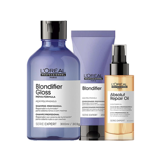 Imagem do produto Kit L'oréal Professionnel Serie Expert Blondifier Gloss Shampoo E Condicionador E Óleo Loreal Professionnel