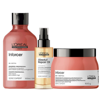 Imagem do produto Kit L'oréal Professionnel Serie Expert Inforcer Shampoo 300 Ml + Máscara 500 G + Óleo 90 Ml