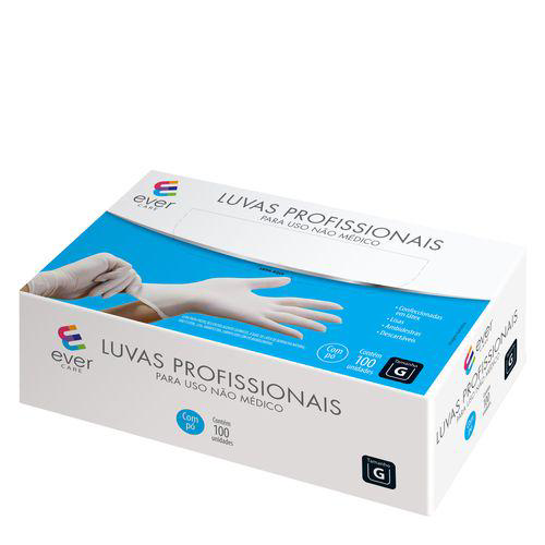 Kit Luvas Látex Profissionais Ever Care G 100 Unidades 10 Caixas