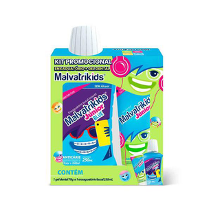 Kit Malvatrikids Júnior Tuttifrutti Gel Dental 70G + Enxaguante Bucal Blue Sem Álcool 250Ml 70G + 250Ml